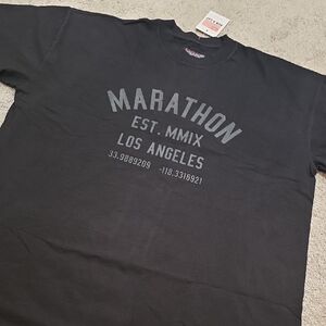 The MARATHON CLOTHING. Black On Black Tee. Size Large.